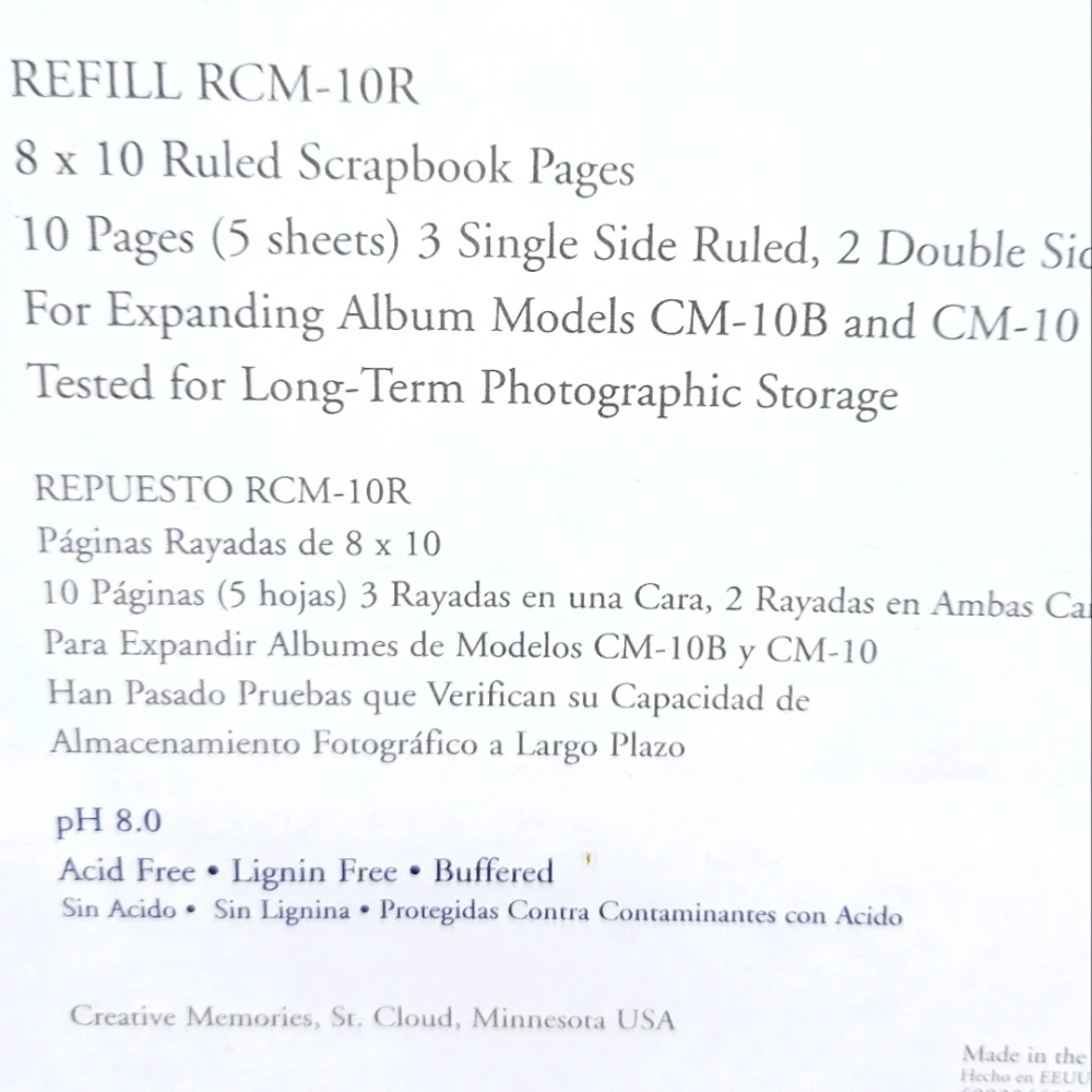 Creative Memories 8x10 Ruled Scrapbook Refill Pages RCM-10R Retired NEW